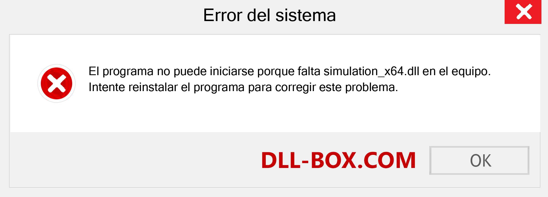 ¿Falta el archivo simulation_x64.dll ?. Descargar para Windows 7, 8, 10 - Corregir simulation_x64 dll Missing Error en Windows, fotos, imágenes