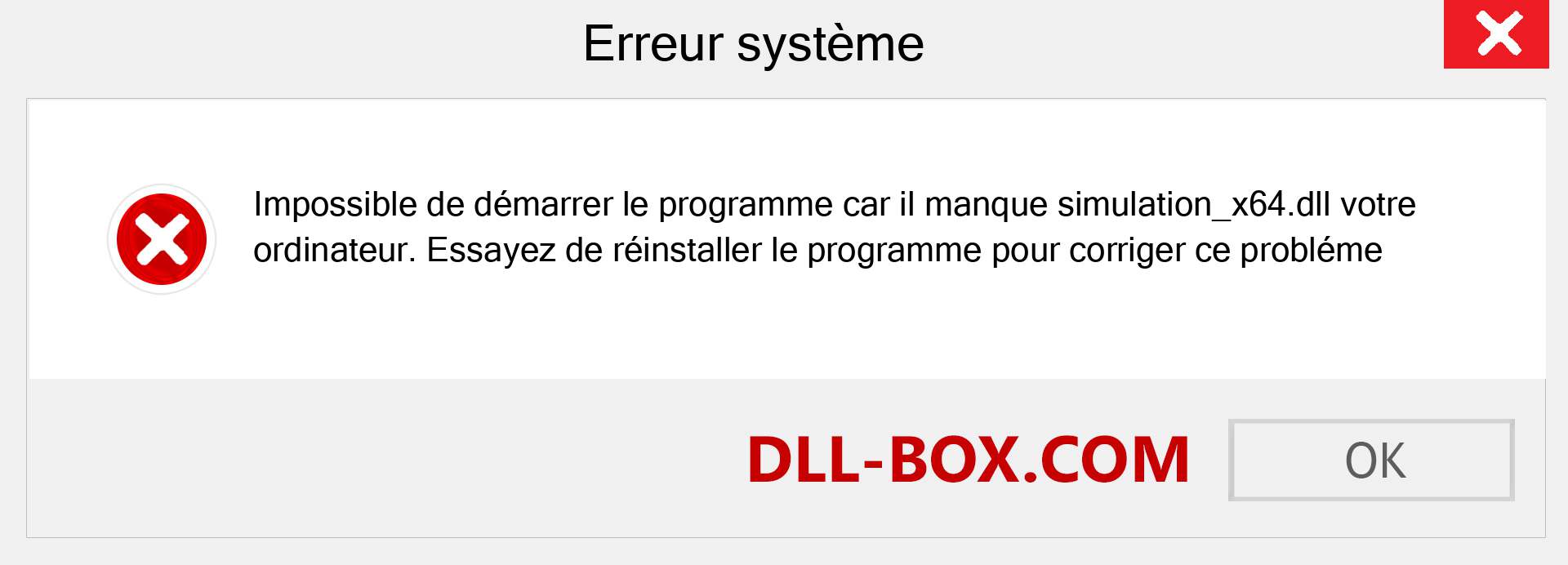 Le fichier simulation_x64.dll est manquant ?. Télécharger pour Windows 7, 8, 10 - Correction de l'erreur manquante simulation_x64 dll sur Windows, photos, images